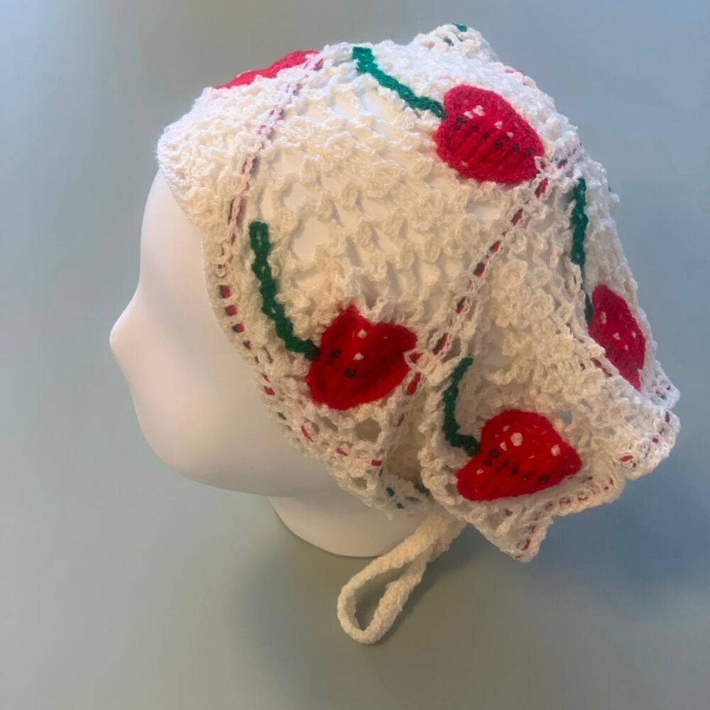 Kirazlı Örgü Bandana