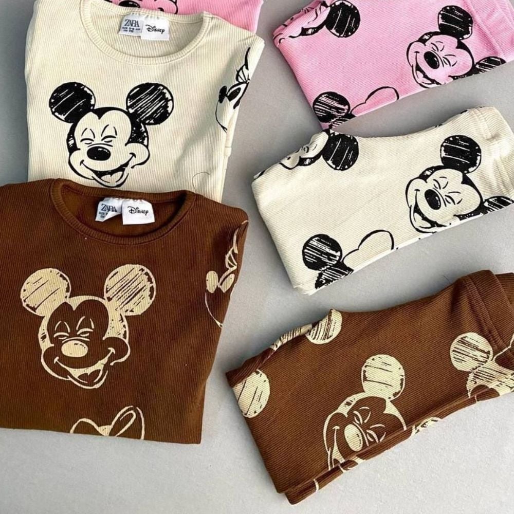 Fitilli Mickey Takım (Kahverengi)
