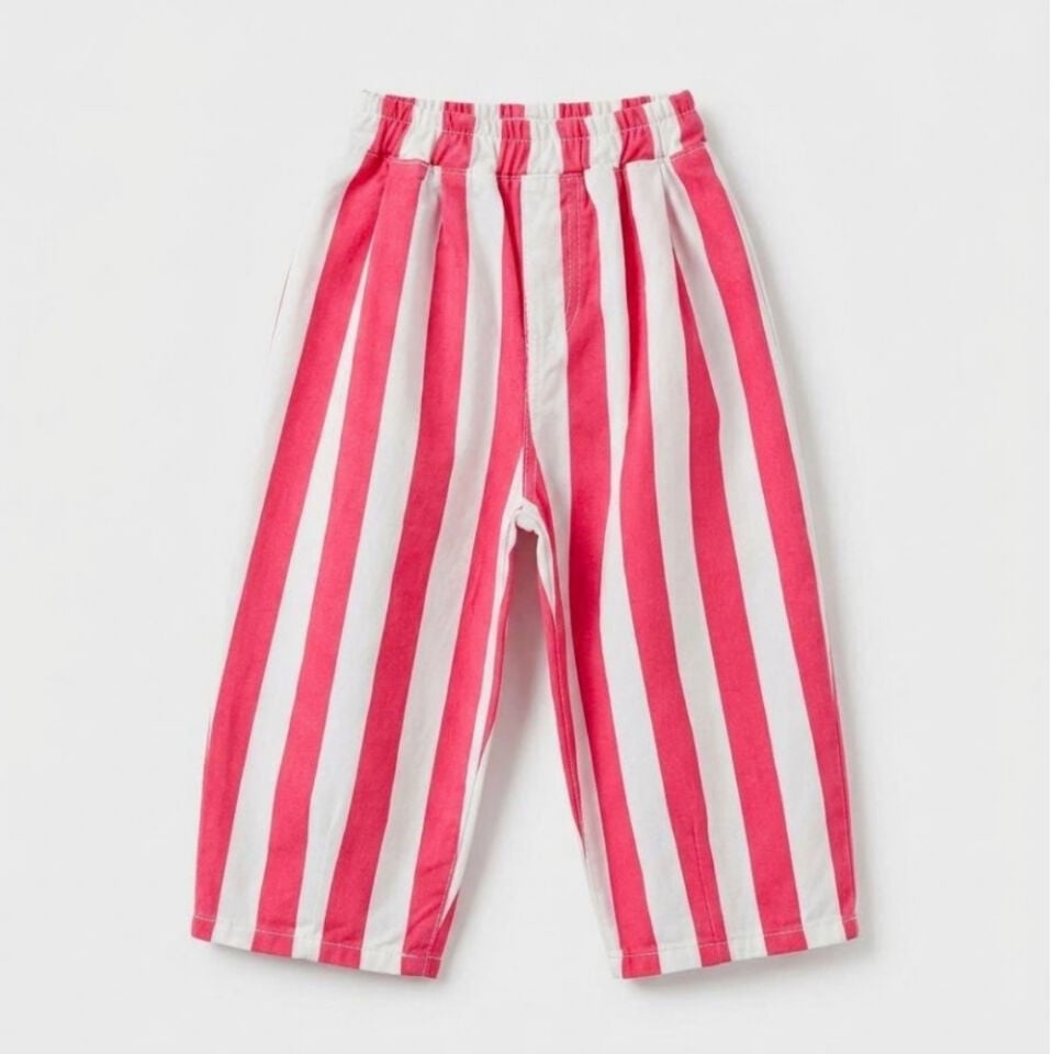 Pembe Çizgili Balloon Jean