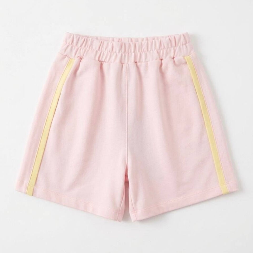 Biyeli Oversize Şort (Pembe)