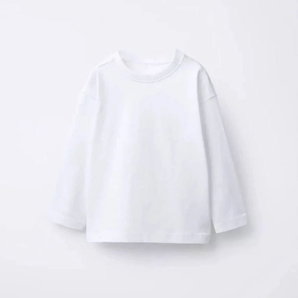 Unisex Uzun Kol T-Shirt (Beyaz)