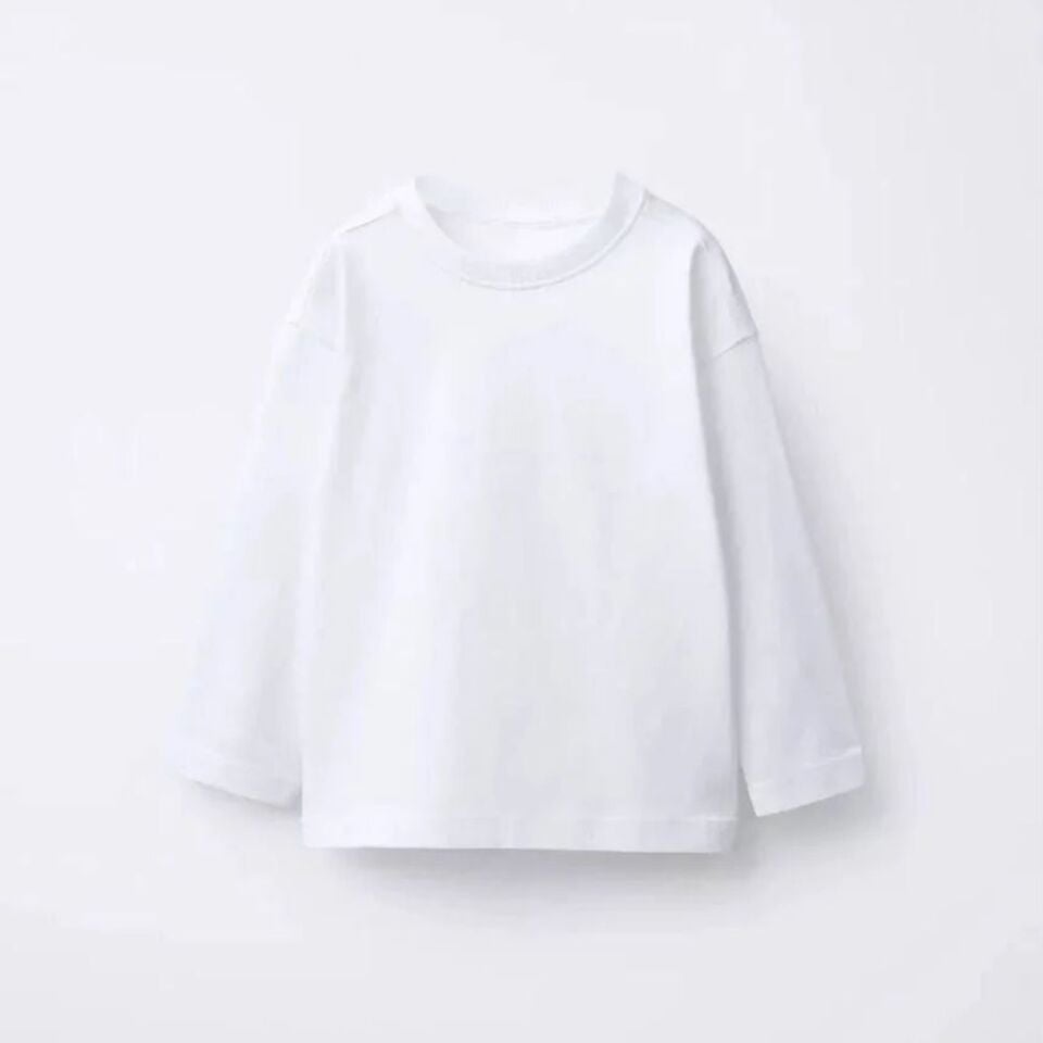 Unisex Uzun Kol T-Shirt (Beyaz)