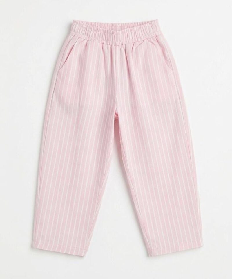 Çizgili Balloon Dokuma Pantolon (Pembe)