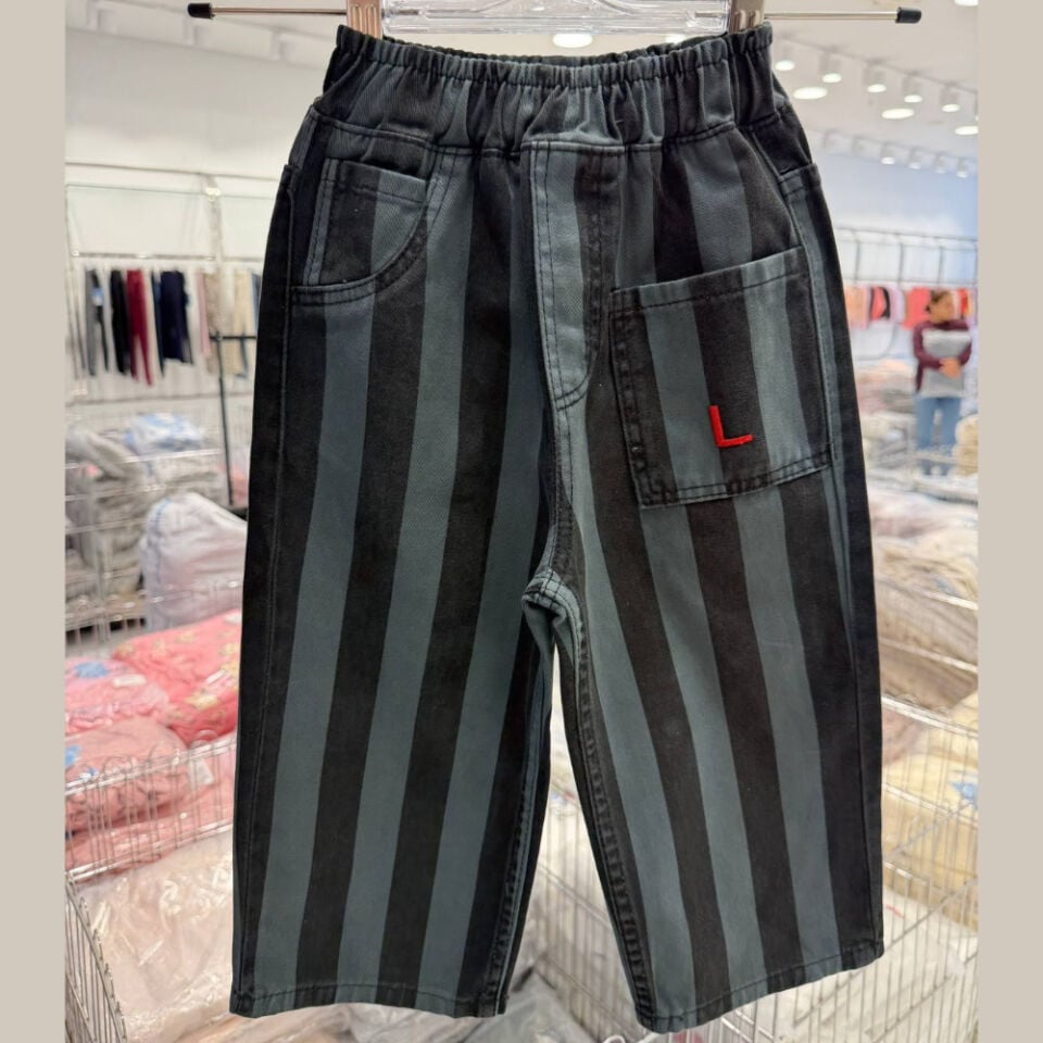 Nakışlı Çizgili Balloon Jean