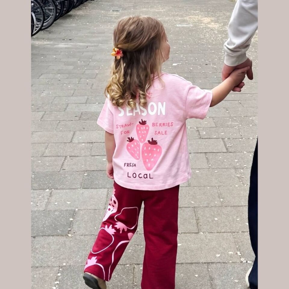 Çilekli Bordo Pembe Eşofman Takım