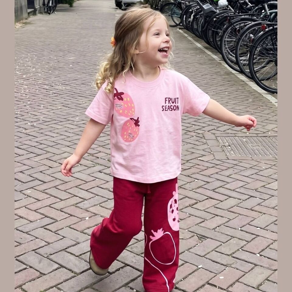 Çilekli Bordo Pembe Eşofman Takım