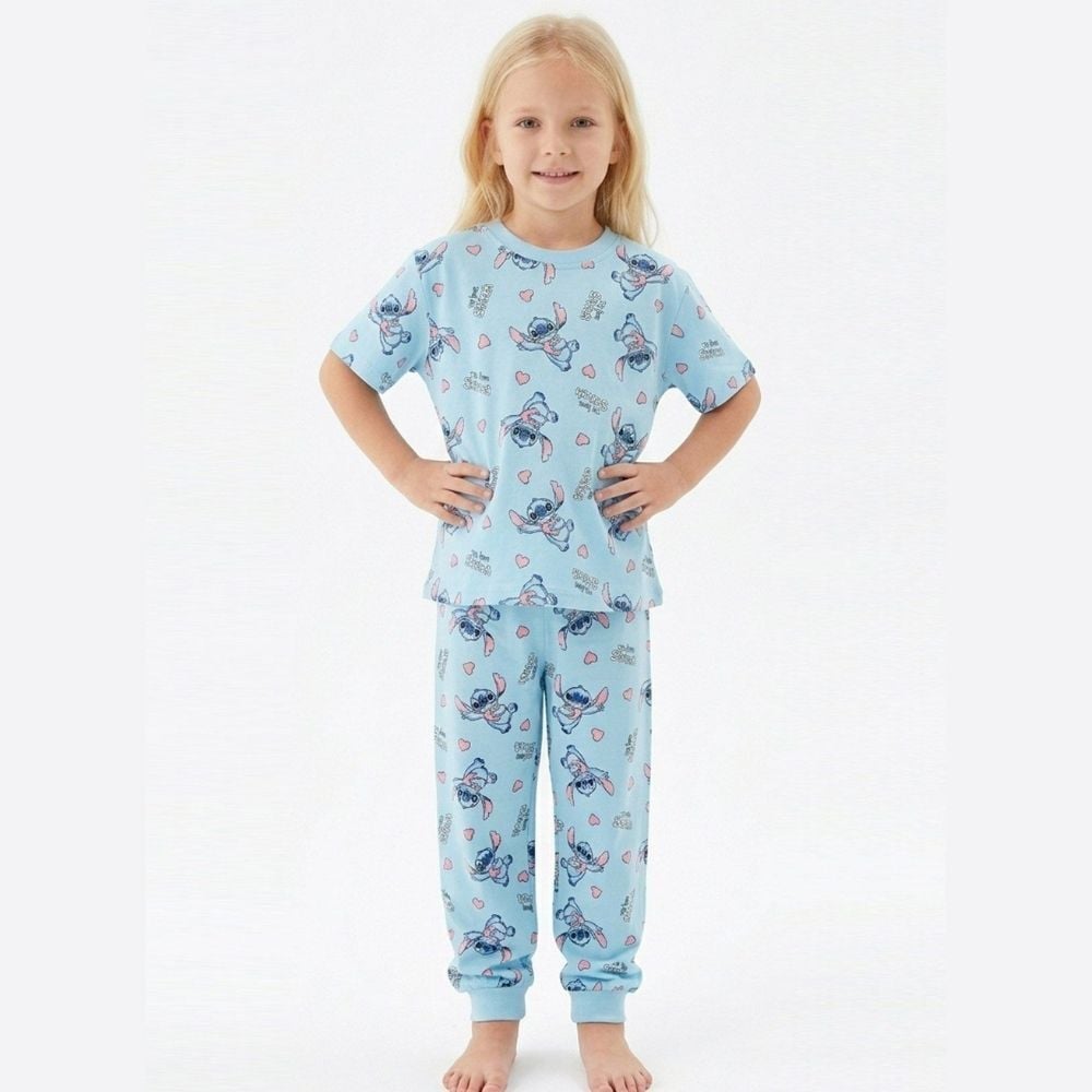 Stitch Desen Pijama Takımı (Mavi)