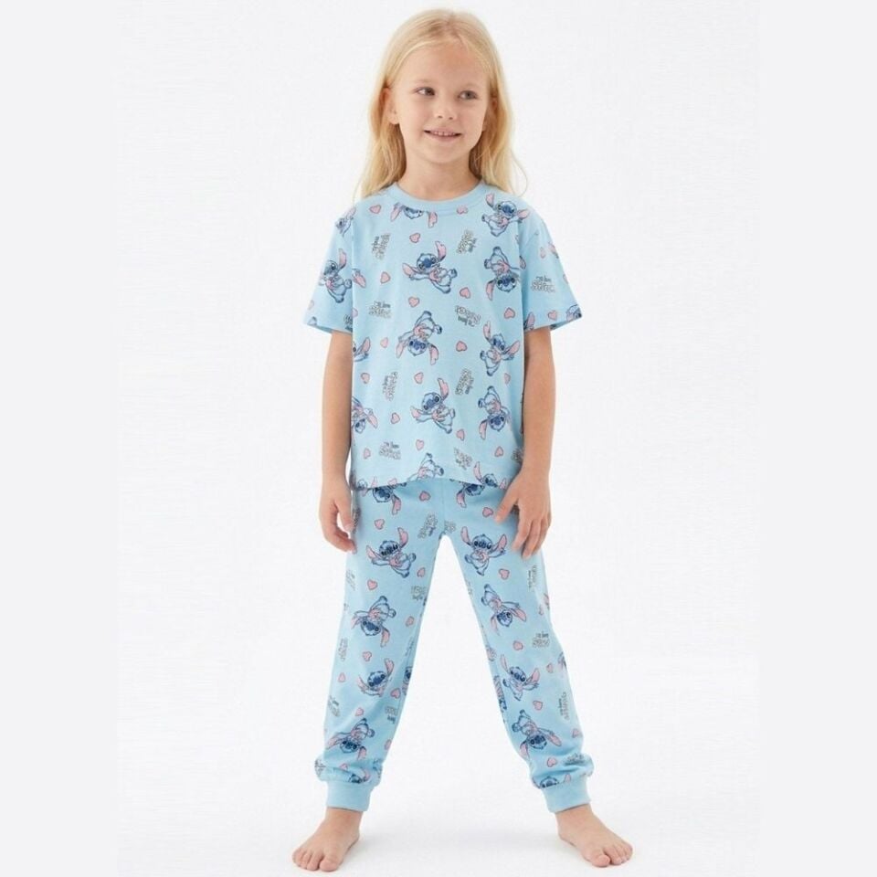 Stitch Desen Pijama Takımı (Mavi)