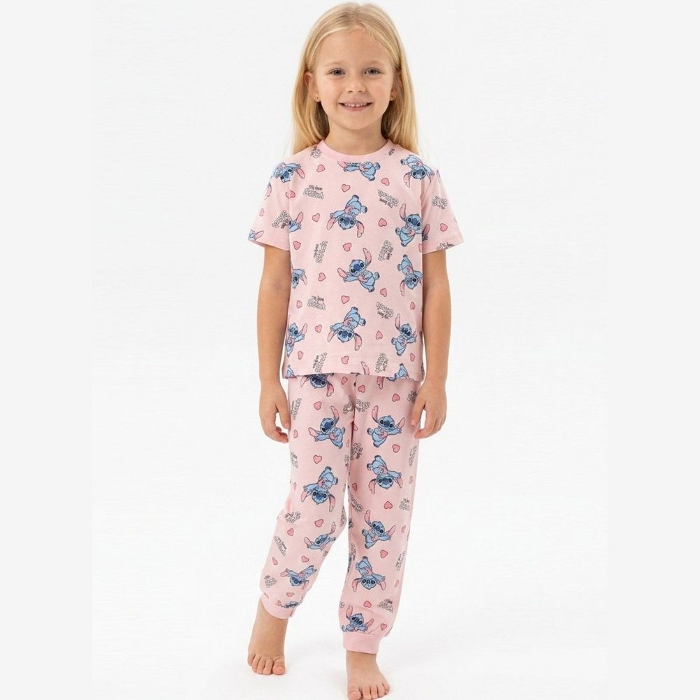Stitch Desen Pijama Takımı (Pembe)