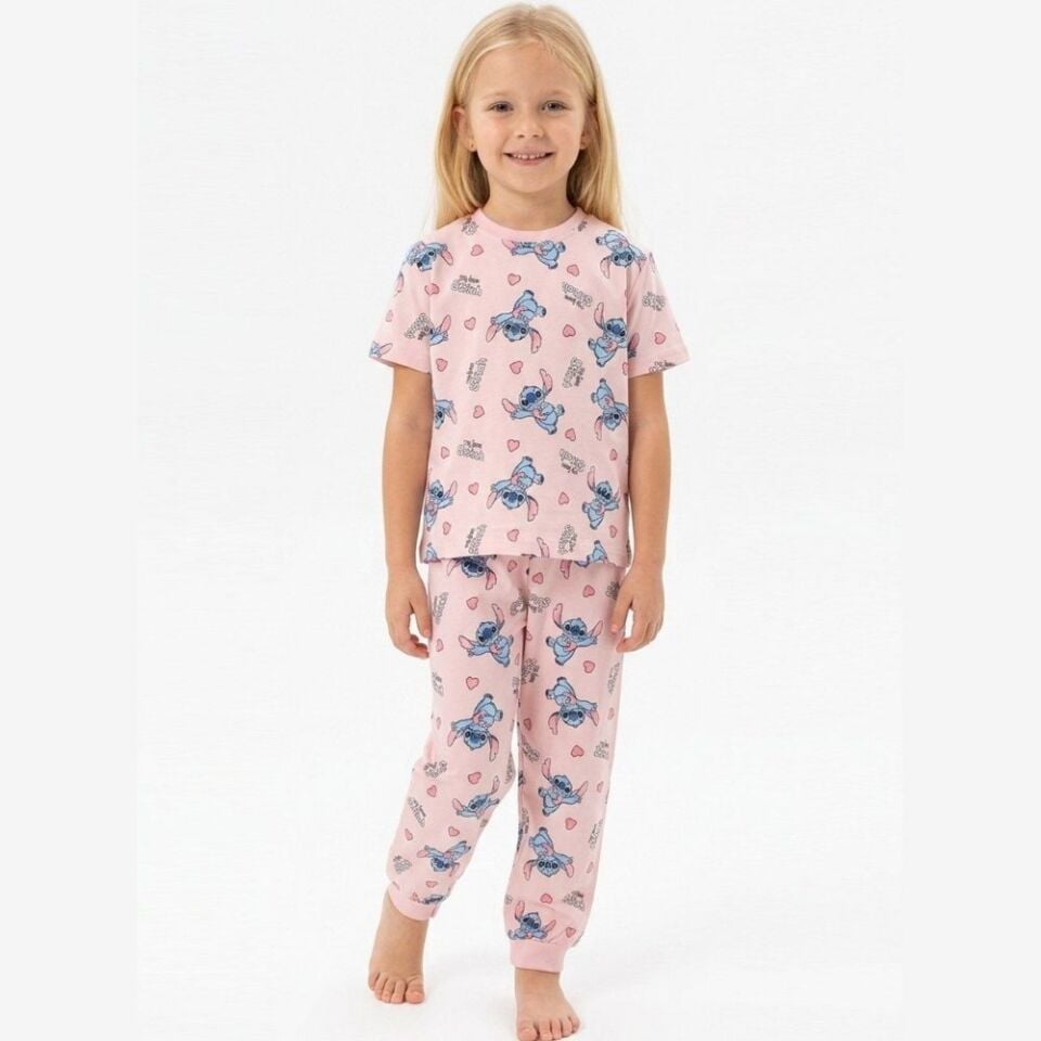 Stitch Desen Pijama Takımı (Pembe)