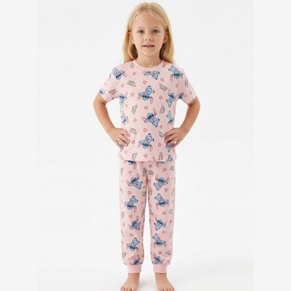 Stitch Desen Pijama Takımı (Pembe)