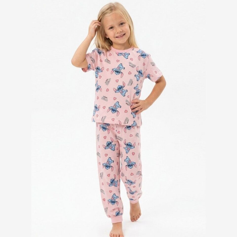 Stitch Desen Pijama Takımı (Pembe)