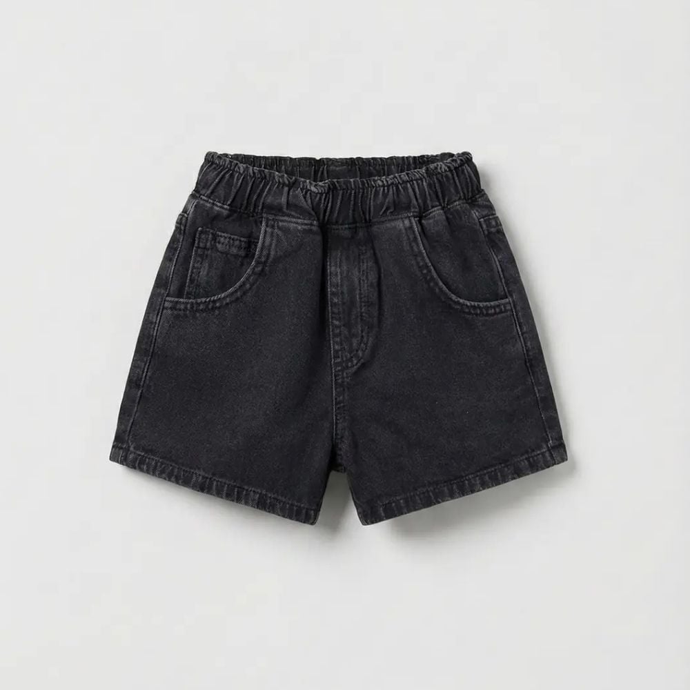 Unisex Balloon Denim Şort (Siyah)