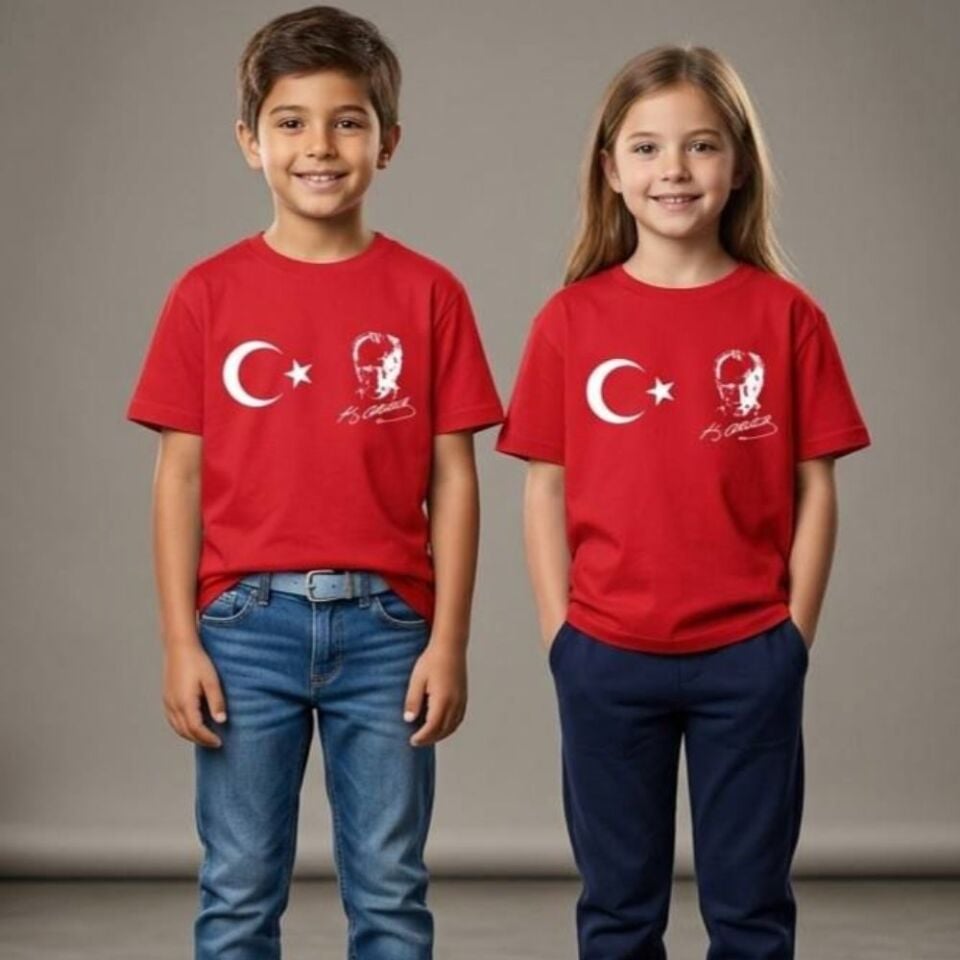 Atatürk ve Ayyıldız Baskılı T-Shirt (Kırmızı)