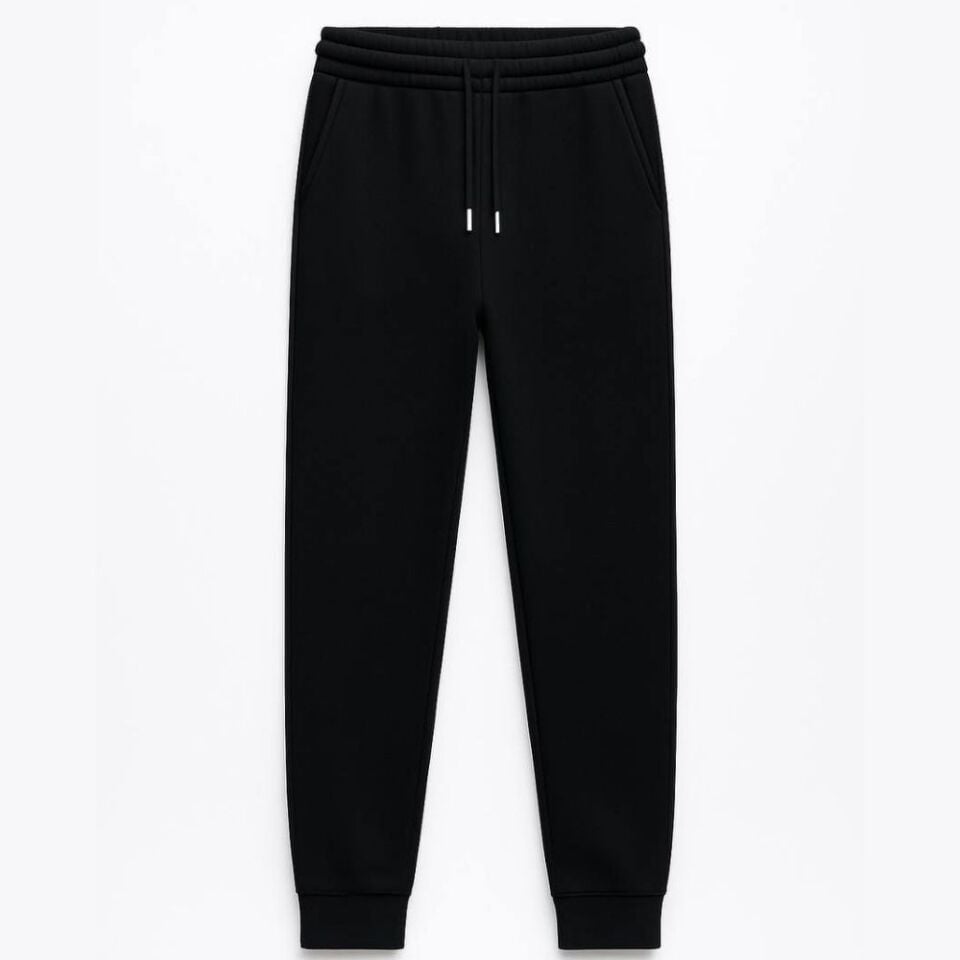 Unisex 3 İplik Şardonsuz Jogger (Siyah)