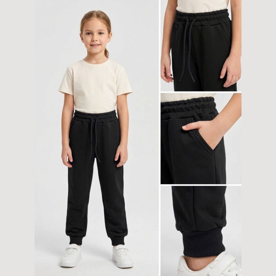 Unisex 3 İplik Şardonsuz Jogger (Siyah)