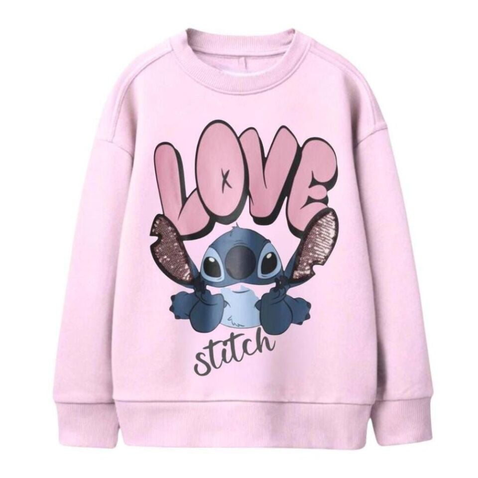 Stitch Sweatshirt (Açık Pembe)