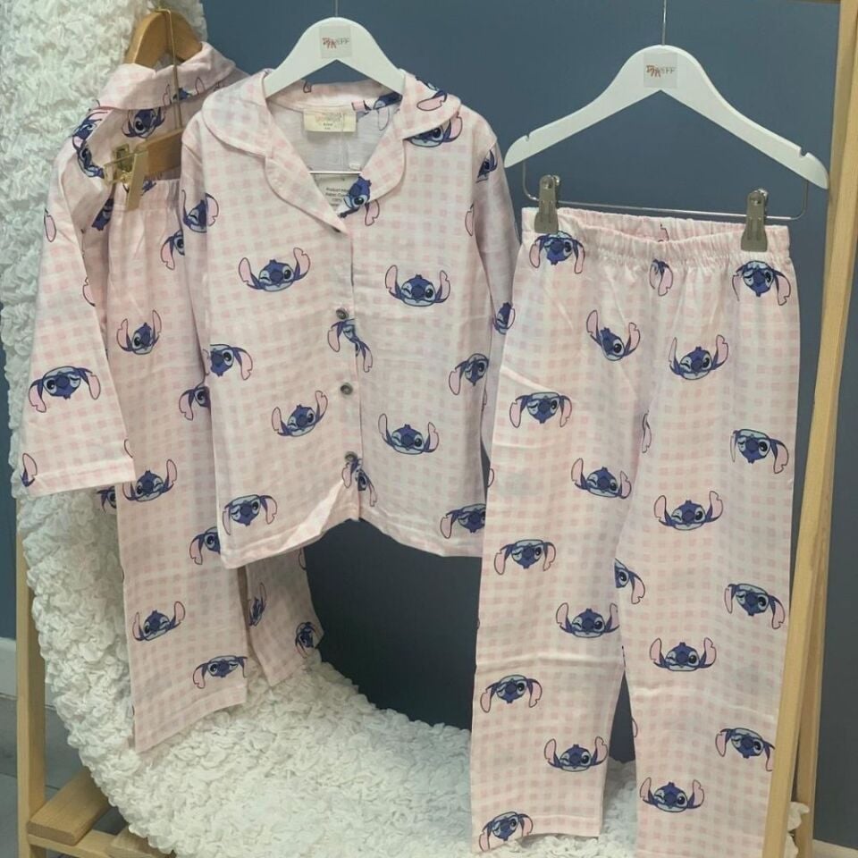 Stitch Önden Düğmeli Pijama Takımı