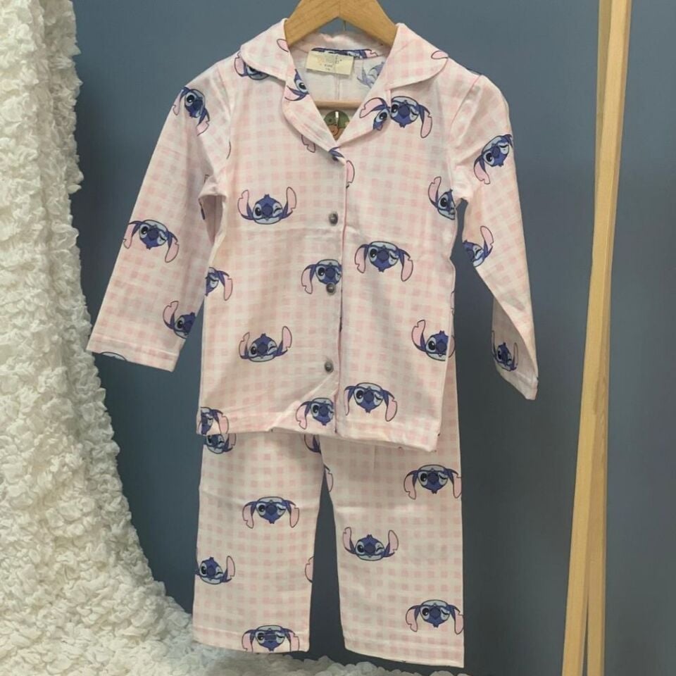 Stitch Önden Düğmeli Pijama Takımı