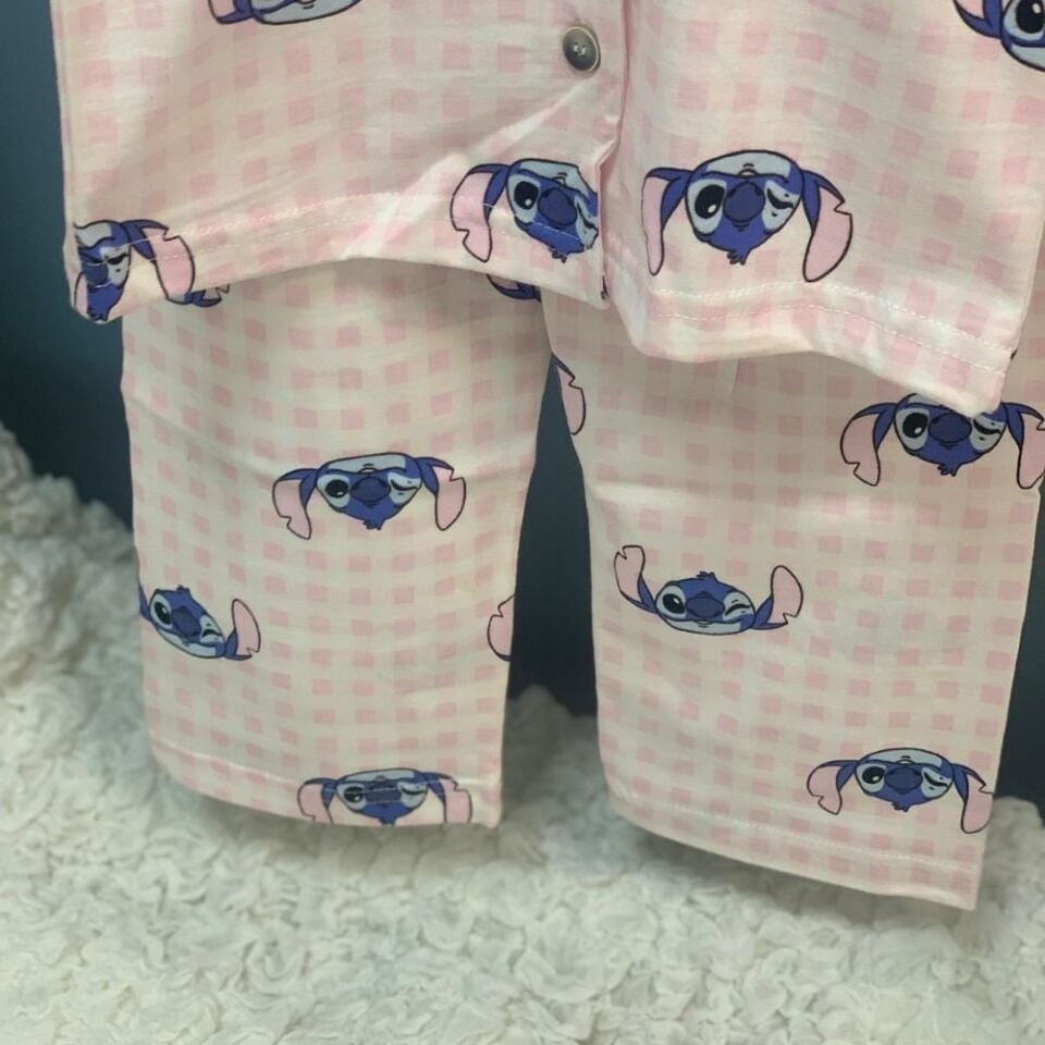 Stitch Önden Düğmeli Pijama Takımı