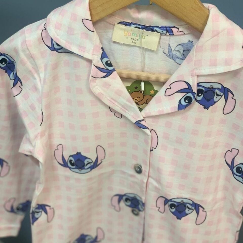 Stitch Önden Düğmeli Pijama Takımı