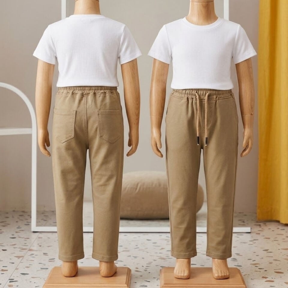 Unisex Düz Paça Beli Lastikli Eşofman (Camel)