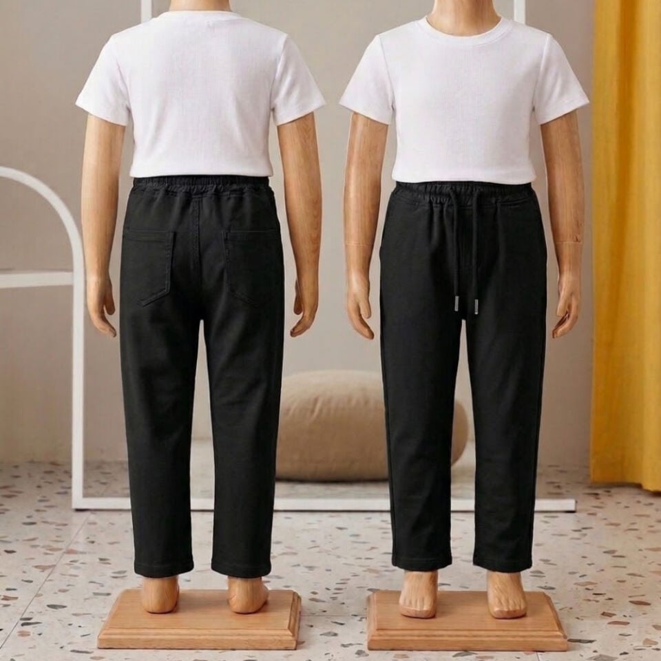 Unisex Düz Paça Beli Lastikli Eşofman (Siyah)
