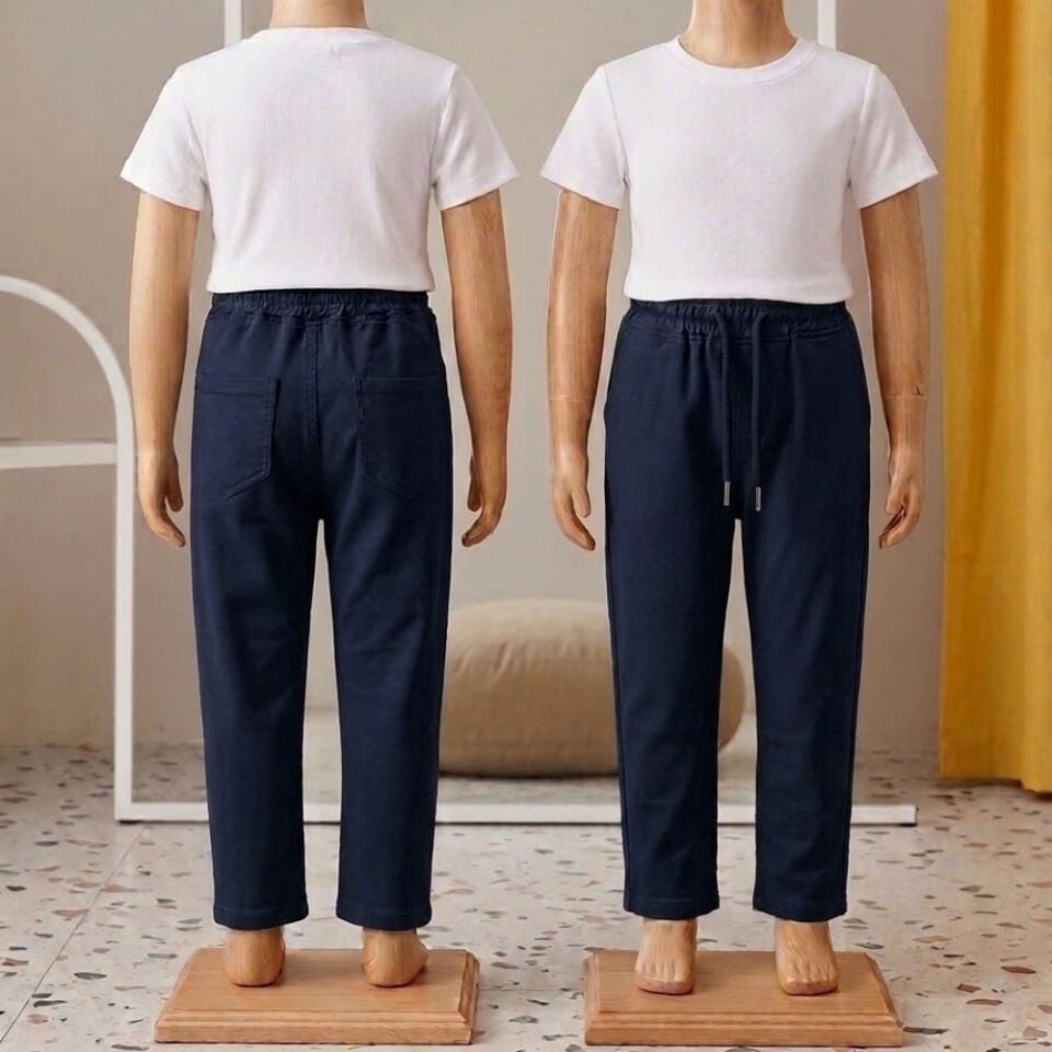 Unisex Düz Paça Beli Lastikli Eşofman (Lacivert)